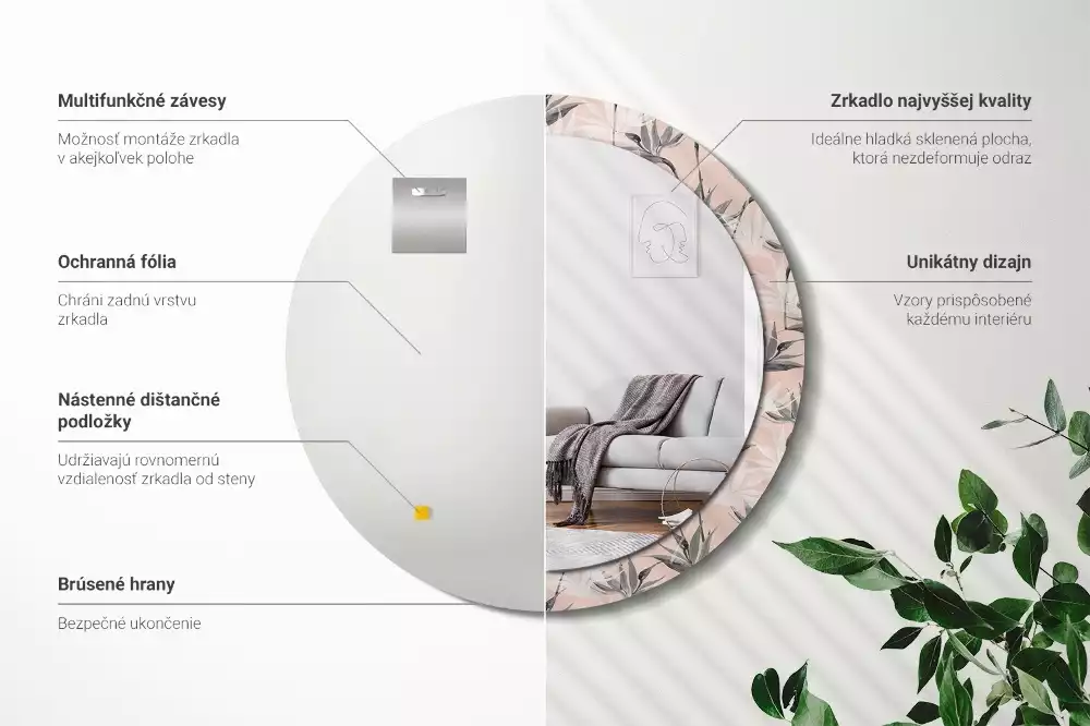 Espelho redondo decorativo Estrelitzia