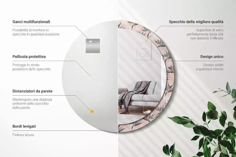 Espelho redondo decorativo Estrelitzia