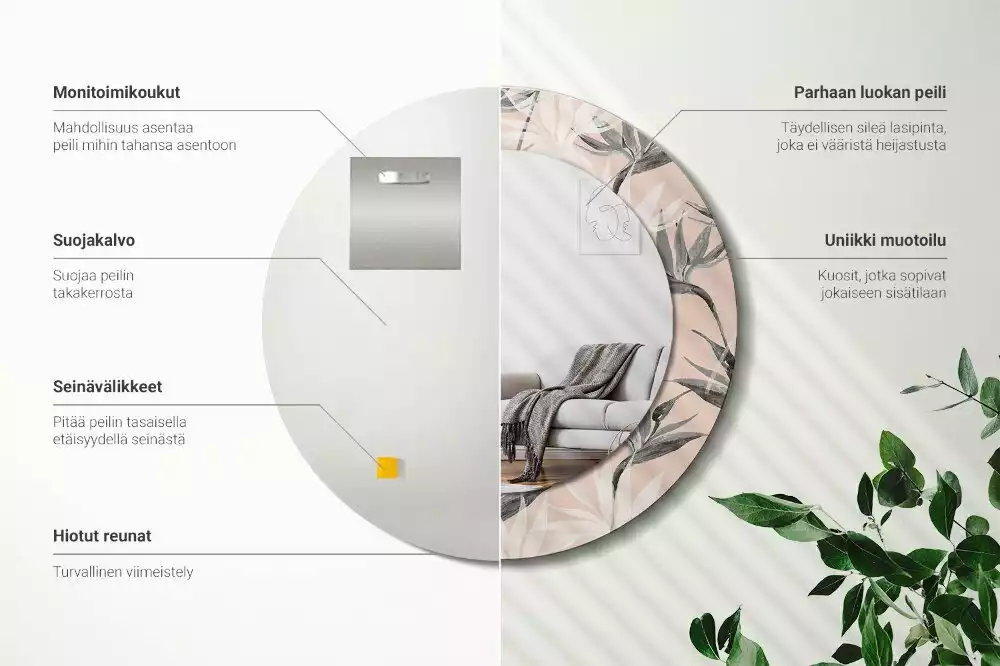 Espelho redondo decorativo Estrelitzia