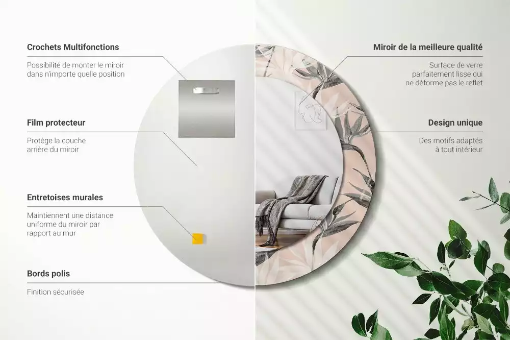 Espelho redondo decorativo Estrelitzia