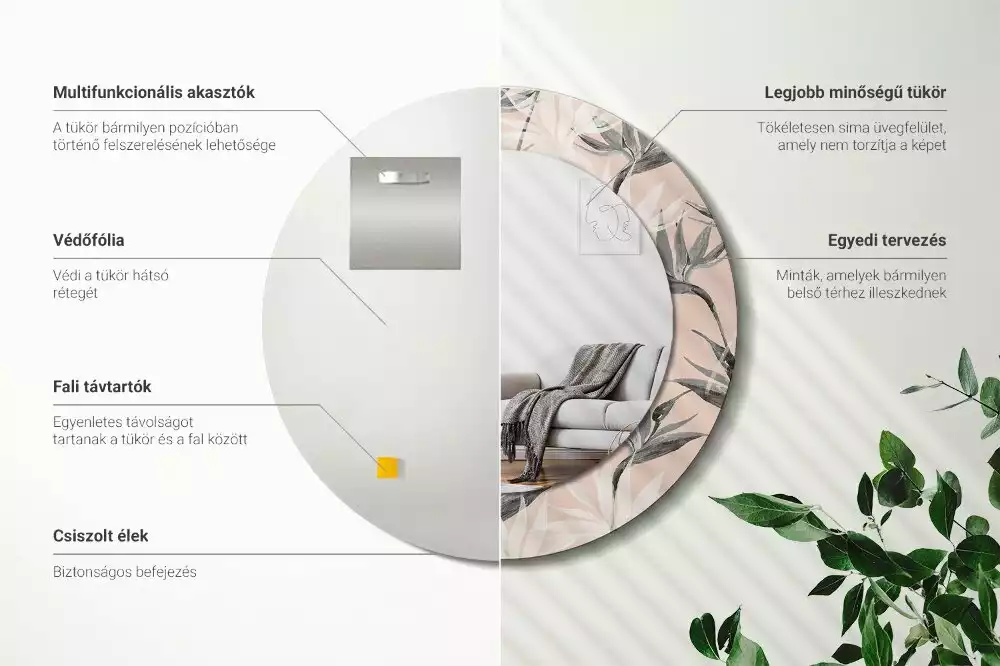 Espelho redondo decorativo Estrelitzia