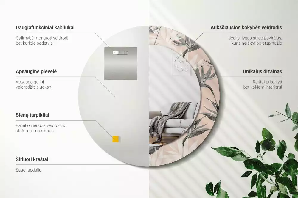 Espelho redondo decorativo Estrelitzia