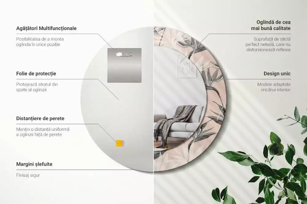 Espelho redondo decorativo Estrelitzia