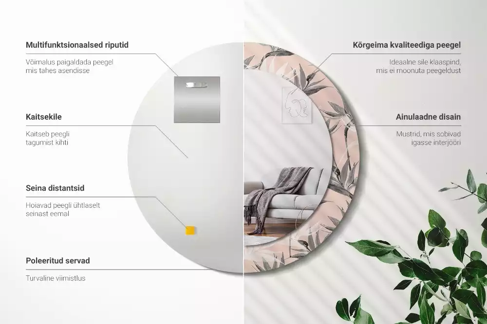 Espelho redondo decorativo Estrelitzia