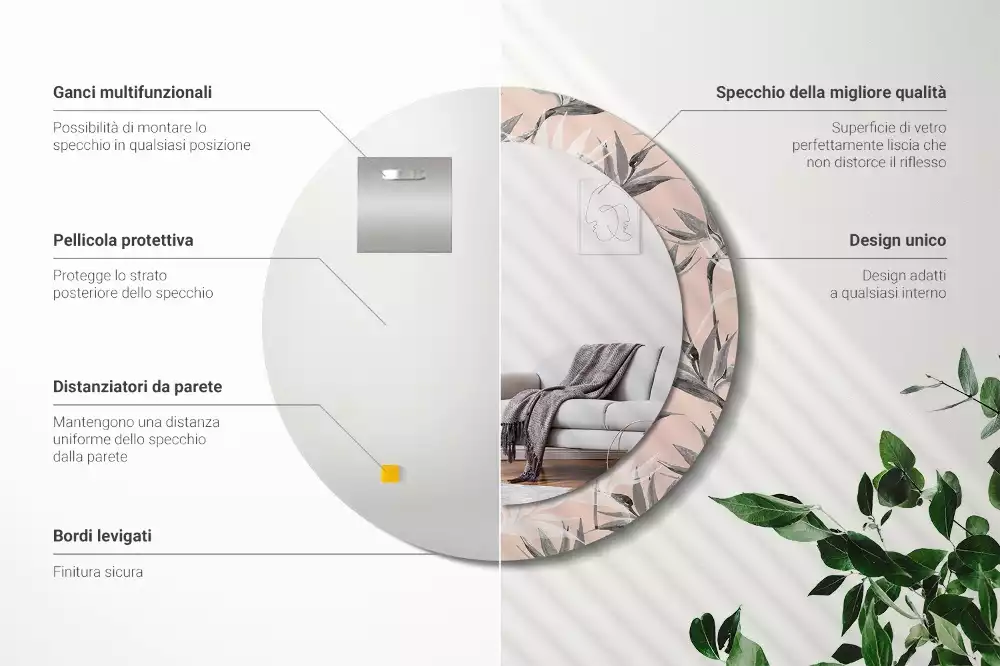 Espelho redondo decorativo Estrelitzia