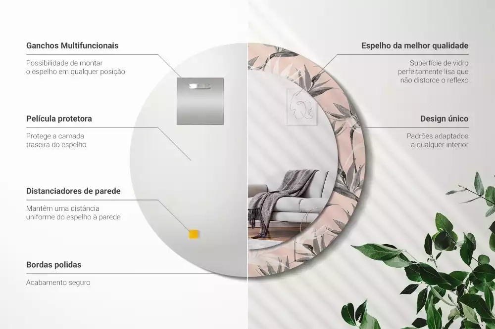 Espelho redondo decorativo Estrelitzia