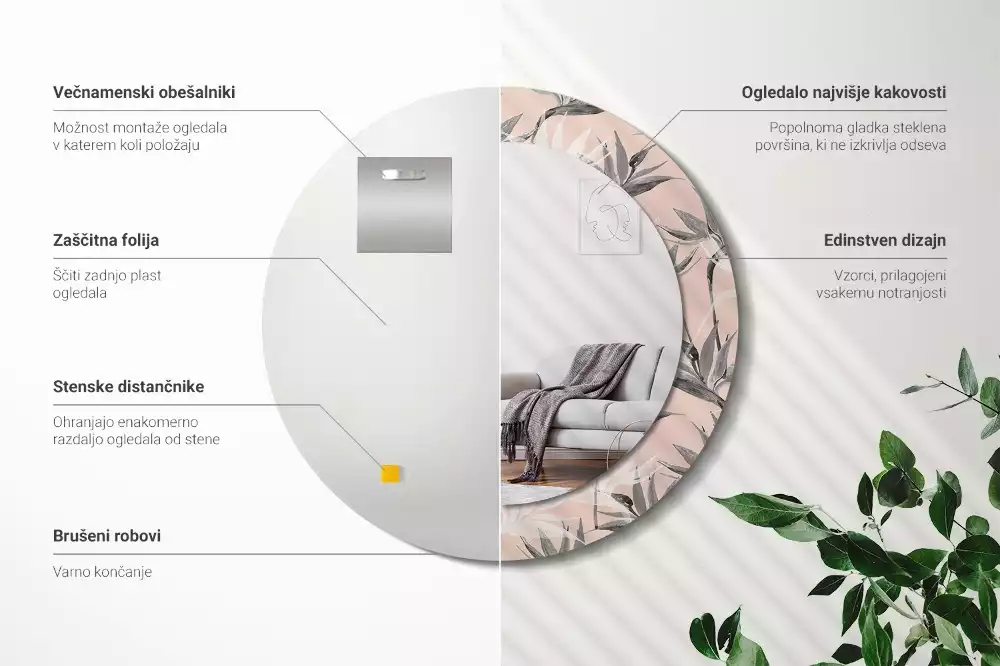 Espelho redondo decorativo Estrelitzia