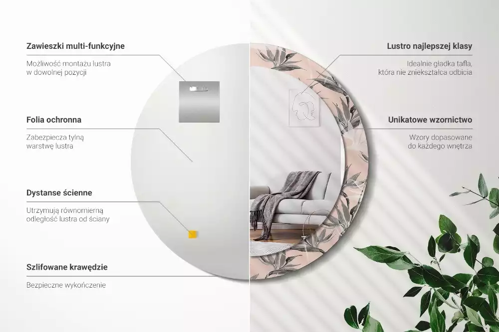 Espelho redondo decorativo Estrelitzia