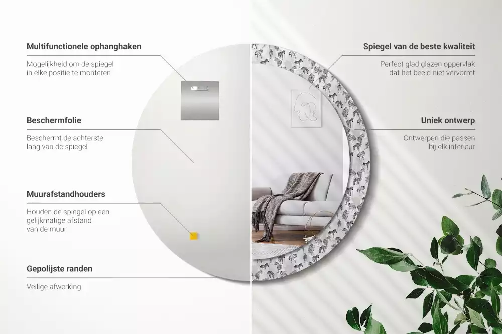 Espelho decorativo redondo Tigre tropical