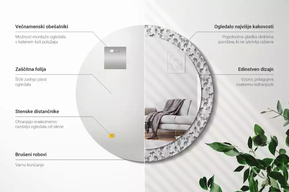 Espelho decorativo redondo Tigre tropical