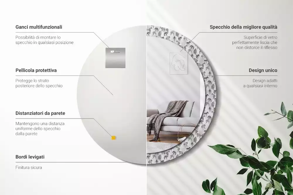 Espelho decorativo redondo Tigre tropical