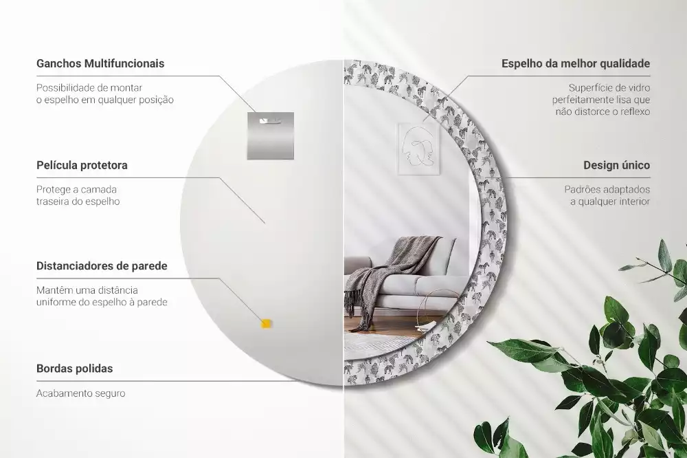 Espelho decorativo redondo Tigre tropical