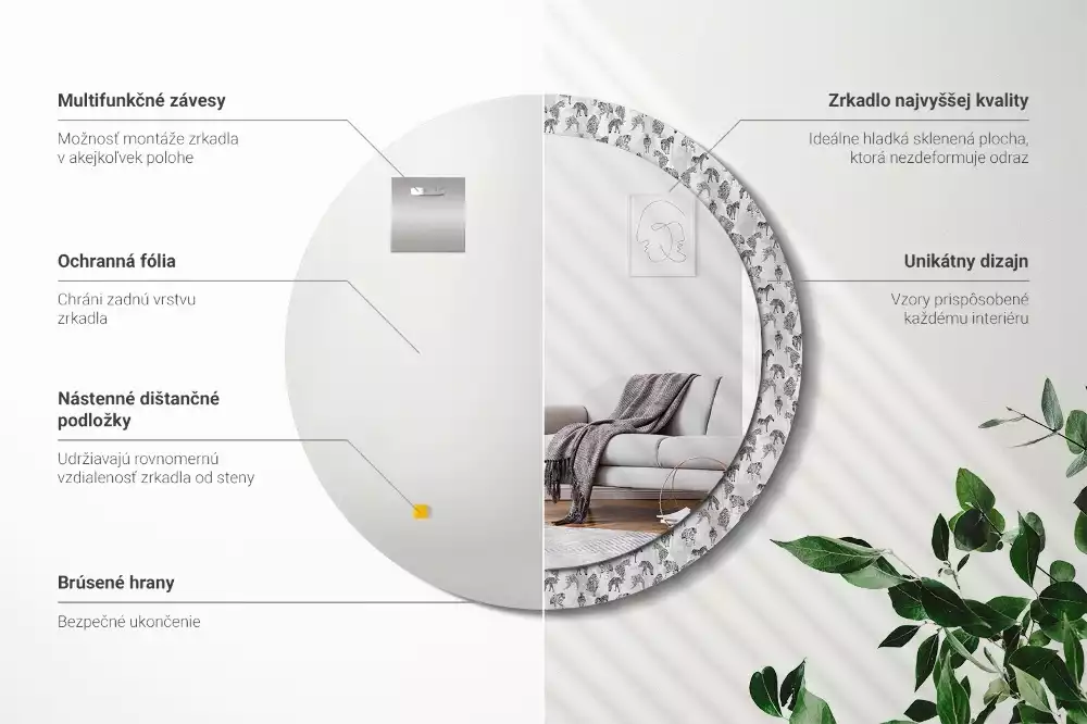 Espelho decorativo redondo Tigre tropical