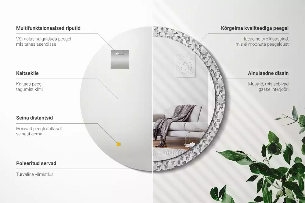 Espelho decorativo redondo Tigre tropical