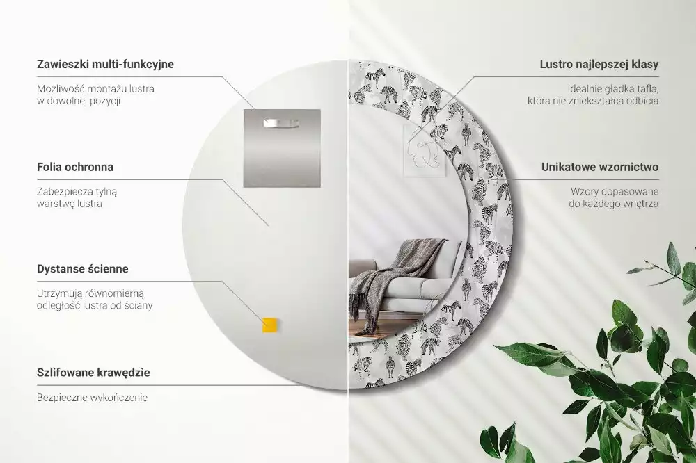 Espelho decorativo redondo Tigre tropical