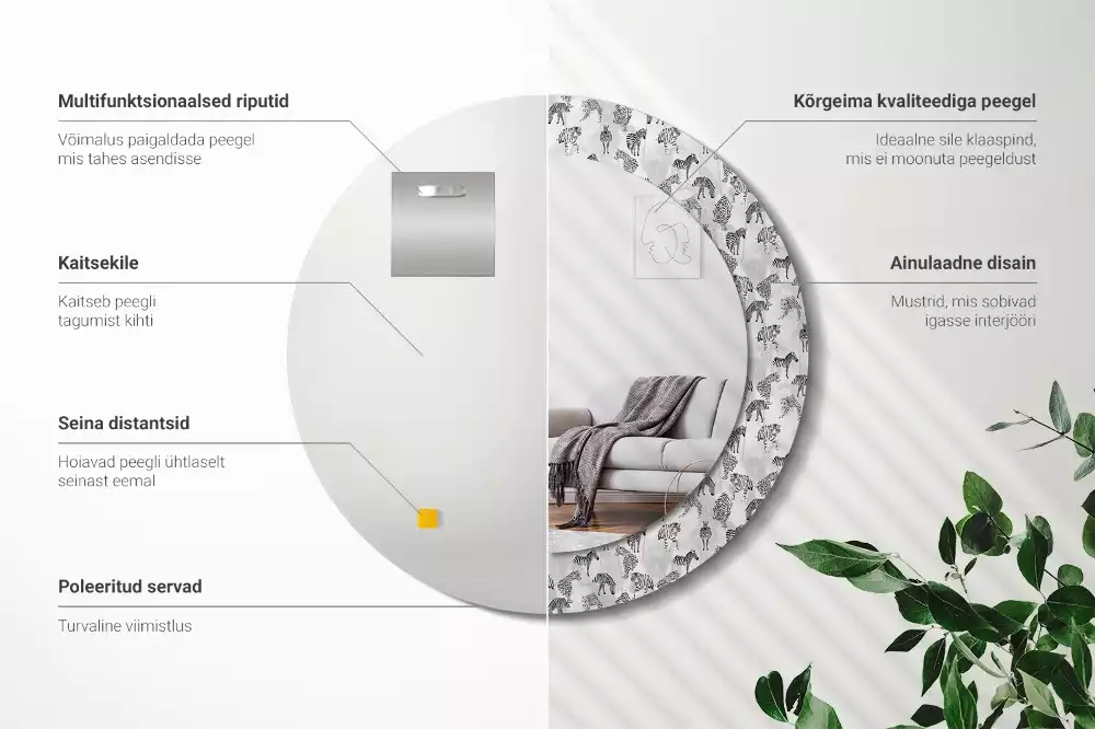 Espelho decorativo redondo Tigre tropical