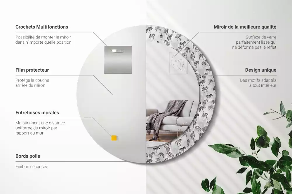 Espelho decorativo redondo Tigre tropical