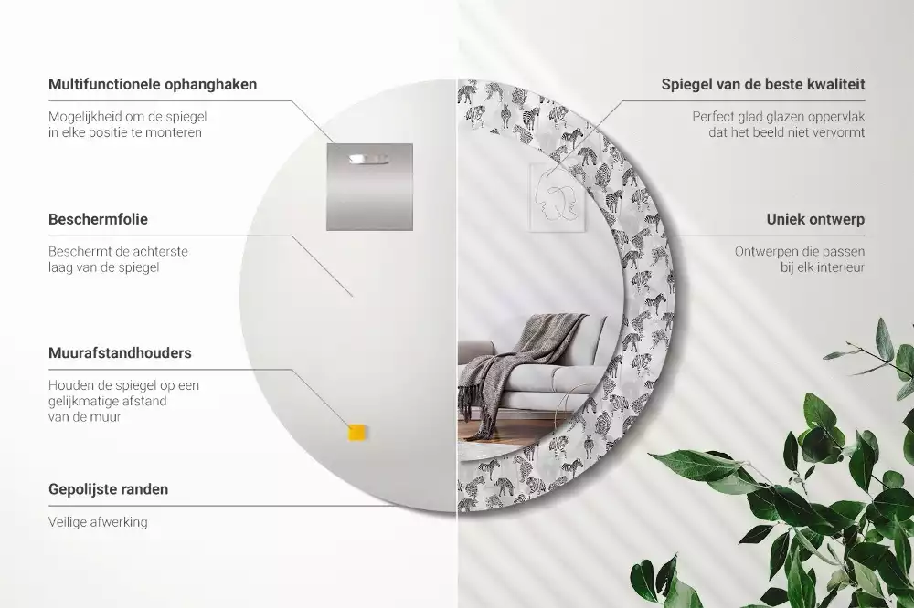 Espelho decorativo redondo Tigre tropical