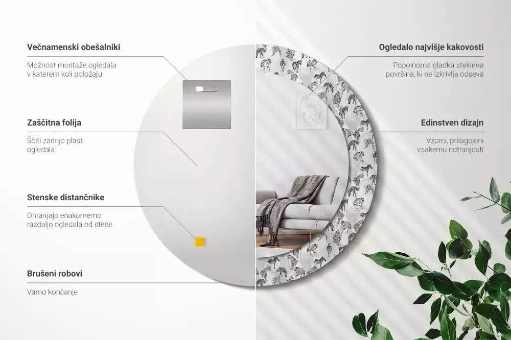 Espelho decorativo redondo Tigre tropical