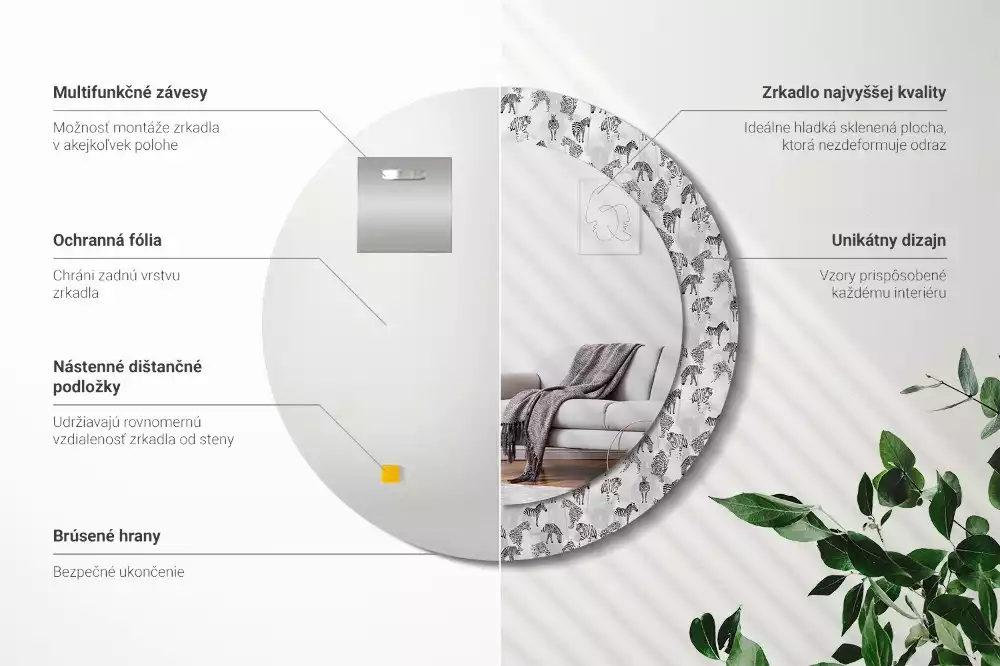 Espelho decorativo redondo Tigre tropical