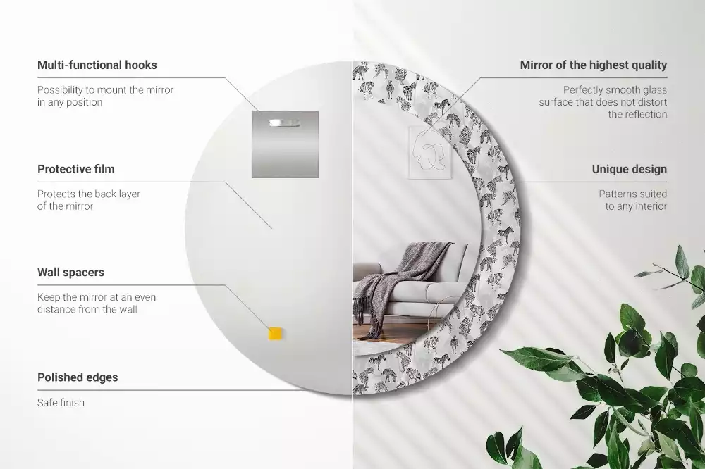 Espelho decorativo redondo Tigre tropical