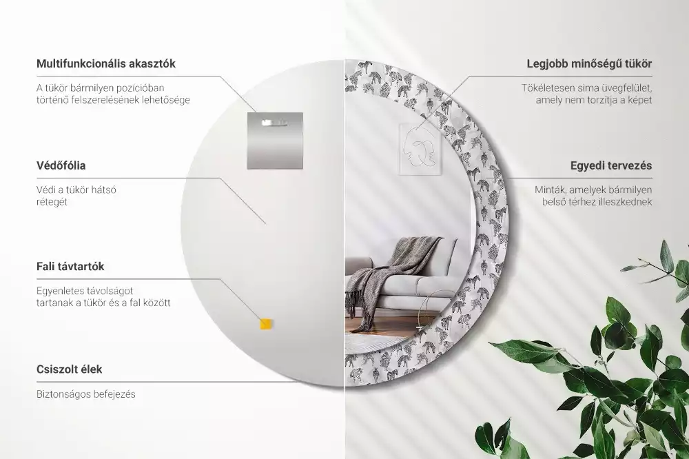 Espelho decorativo redondo Tigre tropical