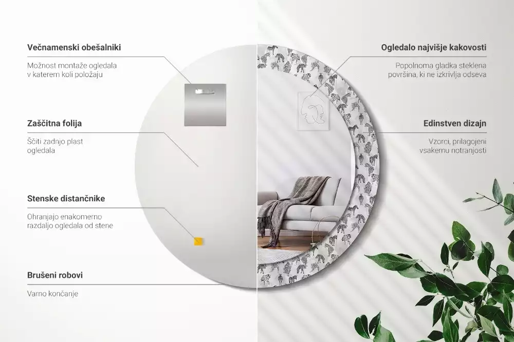 Espelho decorativo redondo Tigre tropical