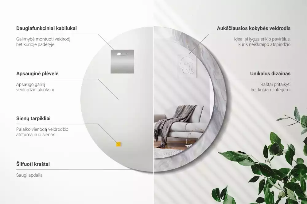 Espelho redondo decorativo Mármore abstrato