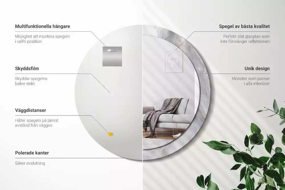 Espelho redondo decorativo Mármore abstrato