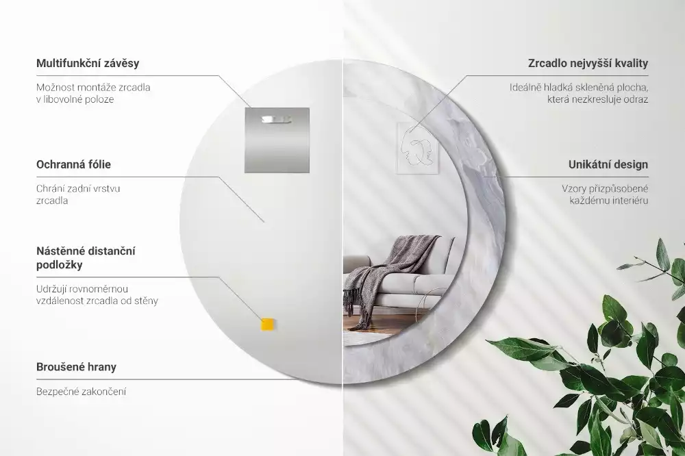 Espelho redondo decorativo Mármore abstrato