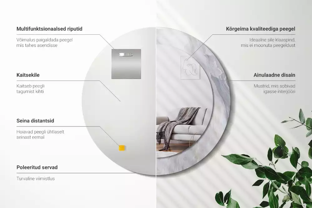 Espelho redondo decorativo Mármore abstrato