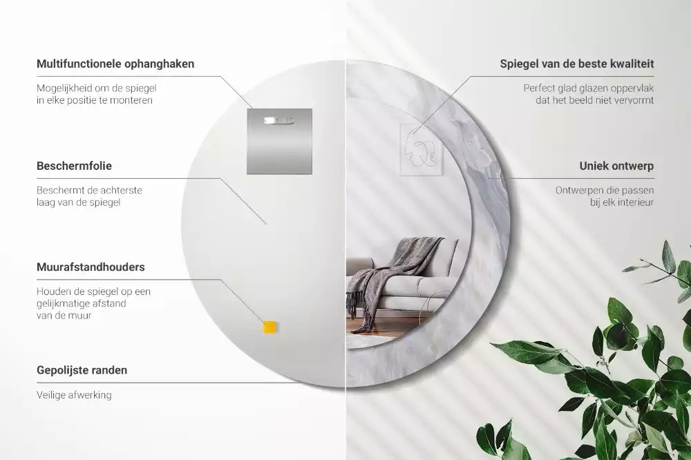 Espelho redondo decorativo Mármore abstrato