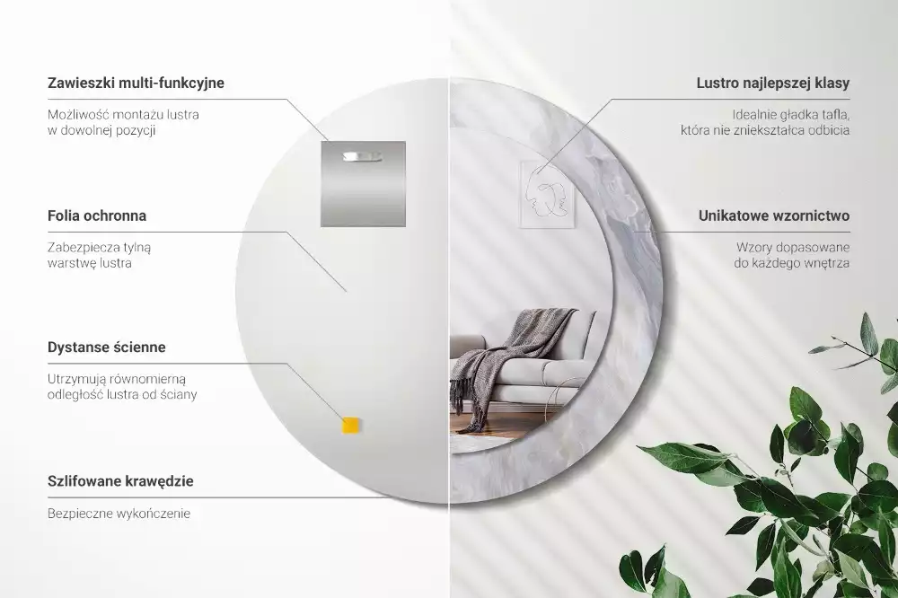 Espelho redondo decorativo Mármore abstrato