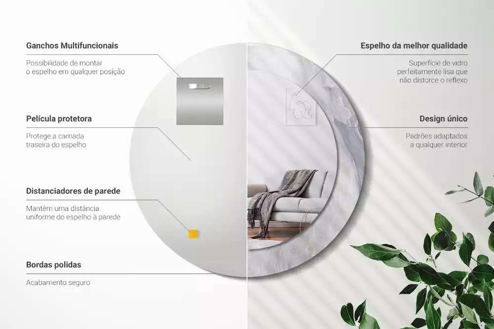 Espelho redondo decorativo Mármore abstrato