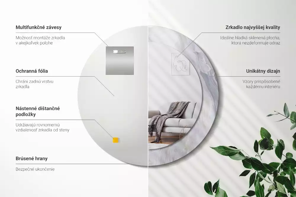 Espelho redondo decorativo Mármore abstrato