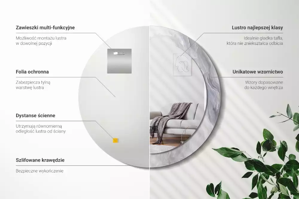 Espelho redondo decorativo Mármore abstrato