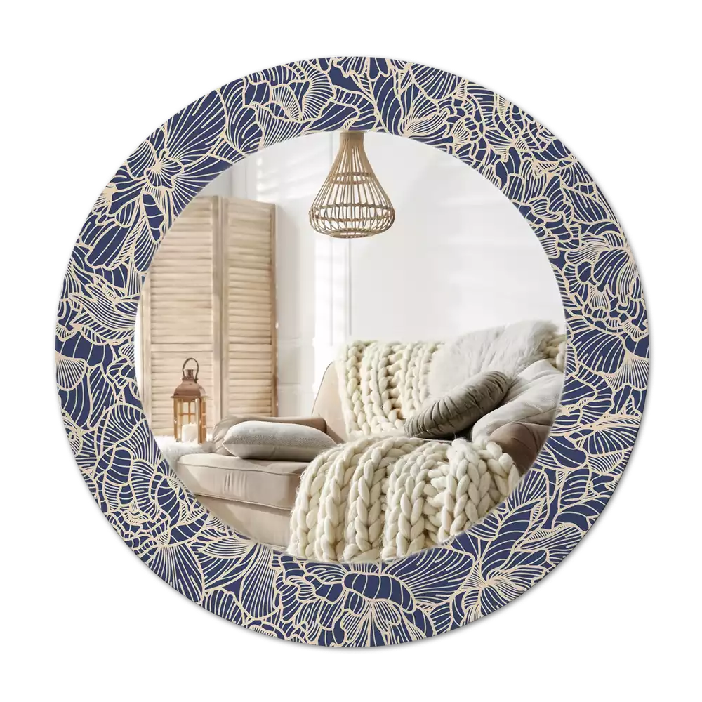 Espelho redondo decorativo Flores