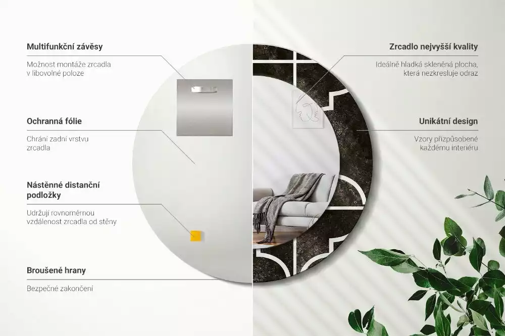 Espelho decorativo redondo Padrão antigo