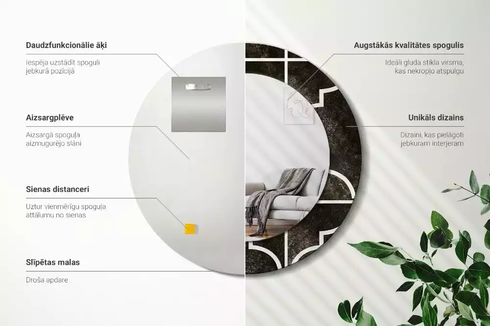 Espelho decorativo redondo Padrão antigo