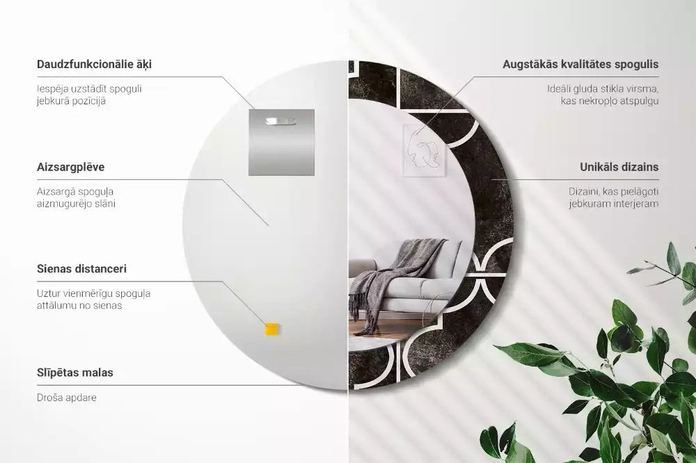 Espelho decorativo redondo Padrão antigo