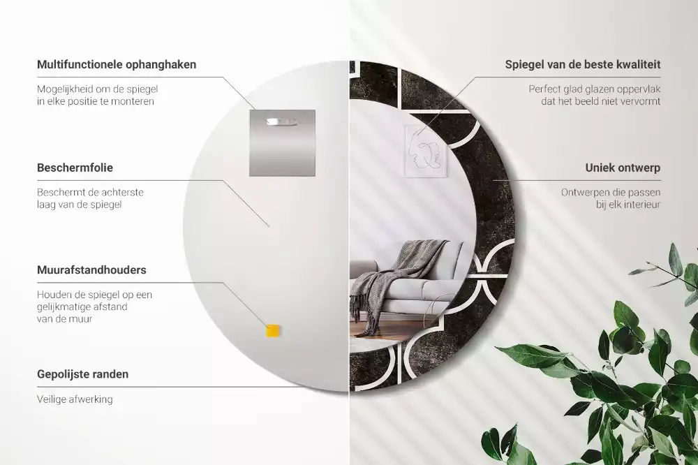 Espelho decorativo redondo Padrão antigo