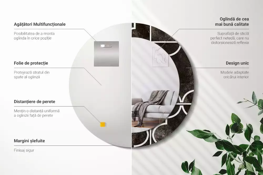 Espelho decorativo redondo Padrão antigo