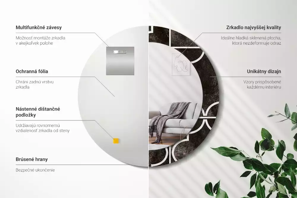 Espelho decorativo redondo Padrão antigo