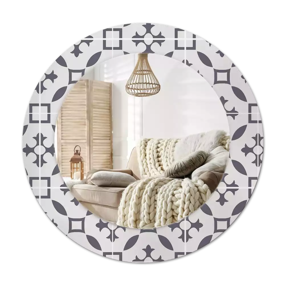 Espelho redondo decorativo Padrão de ladrilho