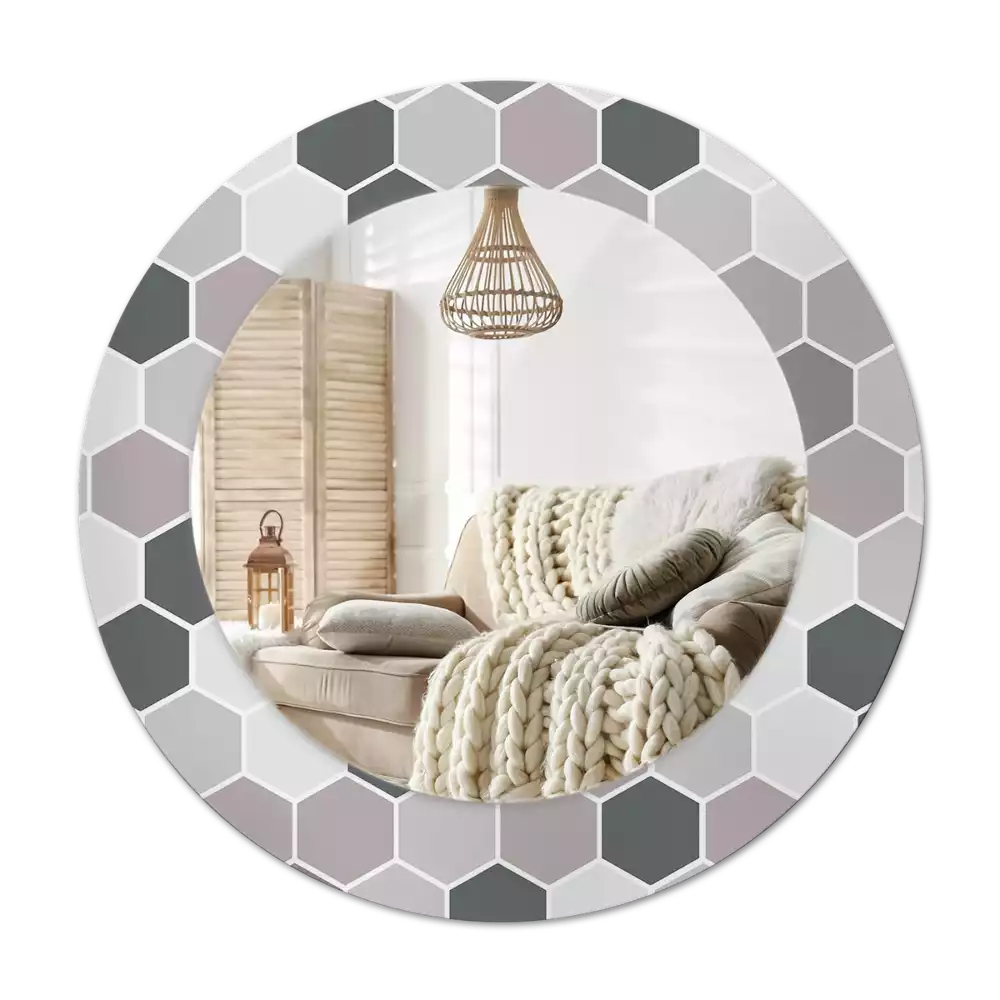 Espelho redondo decorativo Padrão hexagonal