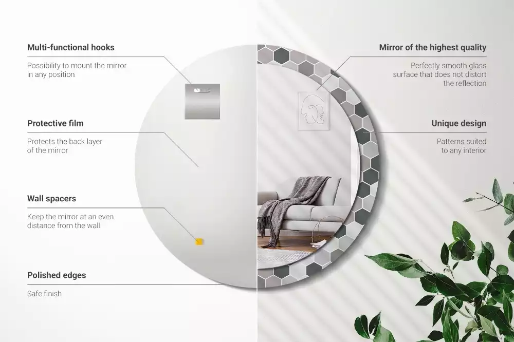 Espelho redondo decorativo Padrão hexagonal