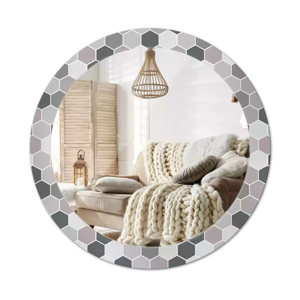 Espelho redondo decorativo Padrão hexagonal