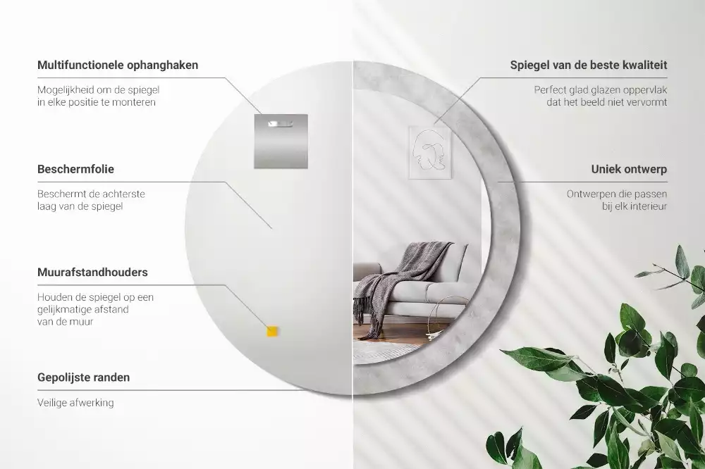 Espelho redondo decorativo Textura de concreto