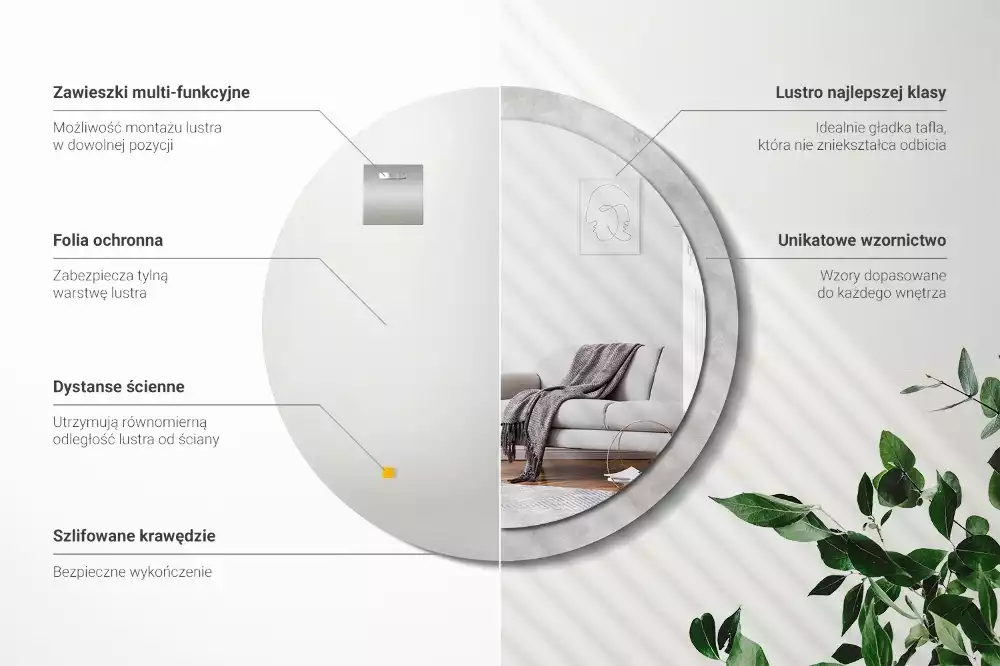 Espelho redondo decorativo Textura de concreto