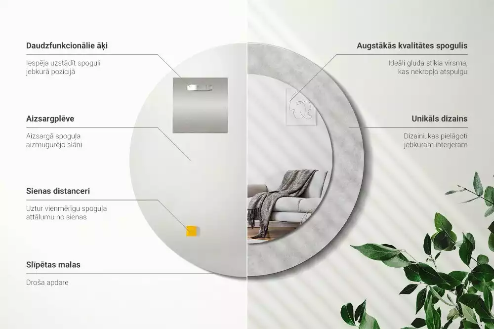 Espelho redondo decorativo Textura de concreto